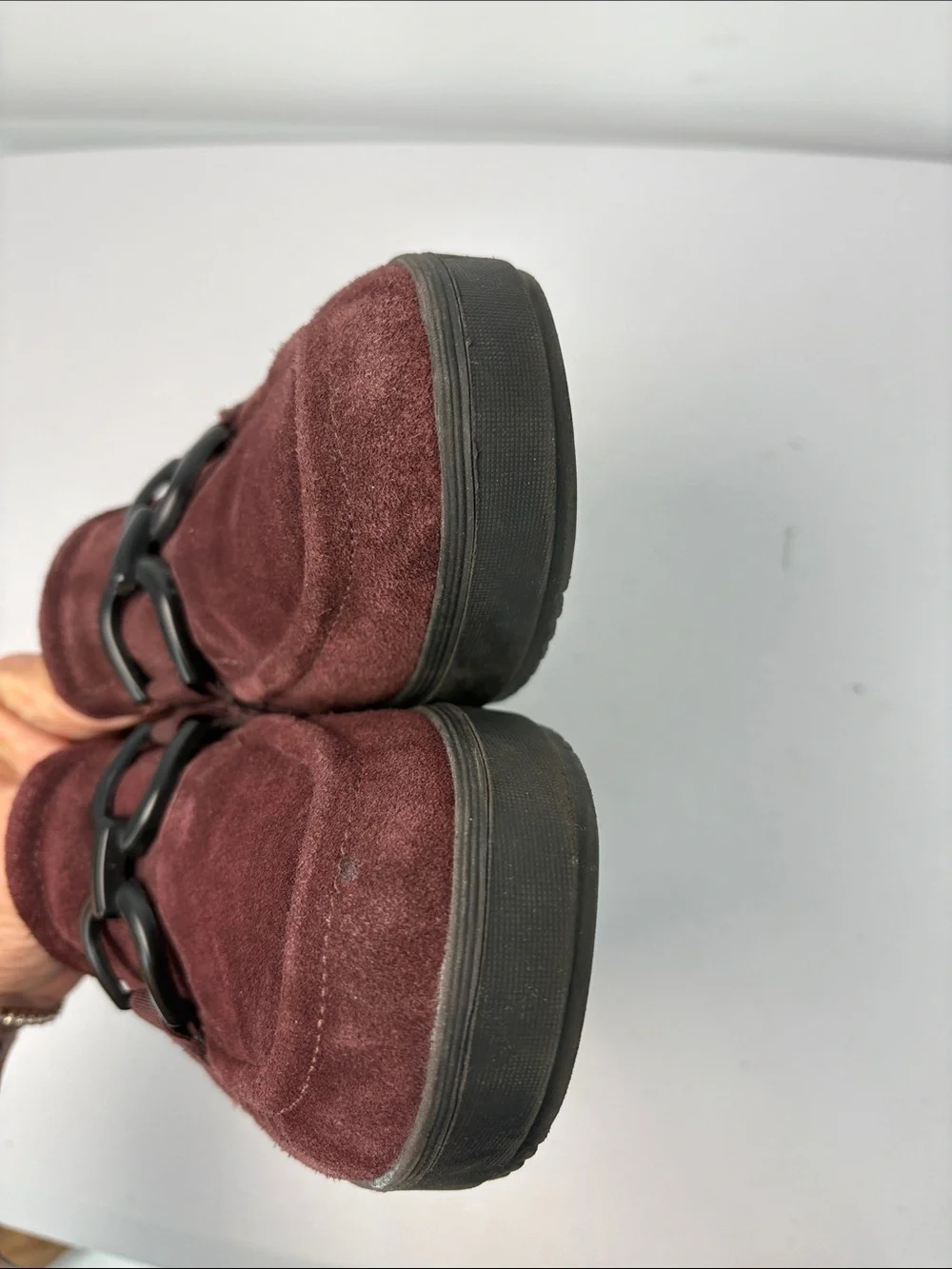 🗑️ Clarks Burgundy Suede Loafers with Black  bit Accent